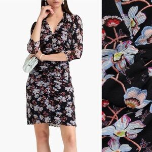 Diane Von Furstenberg Elena Ruched Mesh Mini Dress